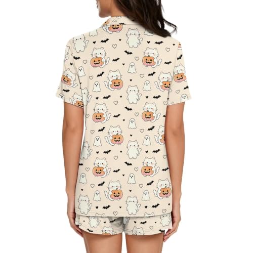 Image of Women's Short Sleeve Sleepwear Pajamas Nightwear with Pockets | skin-friendly breathable material resists pilling fading and deformation after repeated washing