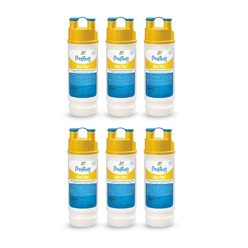 FROG Bac Pac Replacement Chlorine Cartridges for use with Pool FROG Model 5400 and 6100 Cyclers - Prefilled for Easy & Convenient Pool Sanitizing & Water Care - 6 Pack