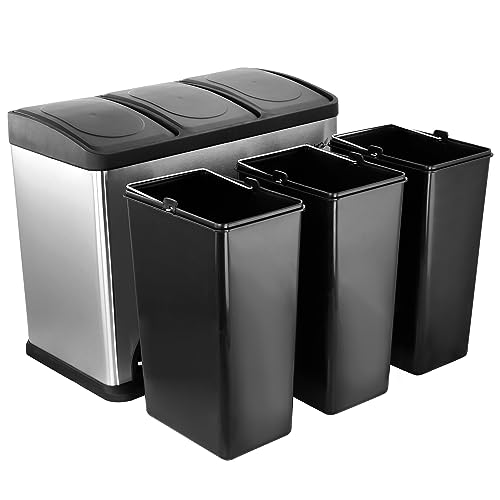 Caneca de basura rectangular de acero inoxidable 12 gal miniatura 3