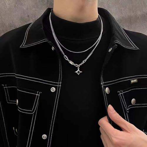 Image of Gothic Jewellery, Crescent Moon and Star Necklace with Chain Bracelet for Men, Punk Accessories, Gothic Bracelet for Men, Unisex Fashion Statement