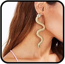 Punk Personalized Snake Dangle Stud Earrings for Women Exaggerated Long Drop Earring Halloween Jewelry