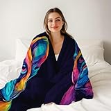 Mitternachtsblau Kuscheldecke 80x150 cm - superweiche gemütliche flauschige Plüschdecke Decke für alle Jahreszeiten, mit Farbe Süß Französische Bulldogge muster für Bett Sofa Reisen und Camping