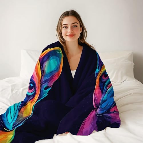 Mitternachtsblau Kuscheldecke 80x150 cm - superweiche gemütliche flauschige Plüschdecke Decke für alle Jahreszeiten, mit Farbe Süß Französische Bulldogge muster für Bett Sofa Reisen und Camping