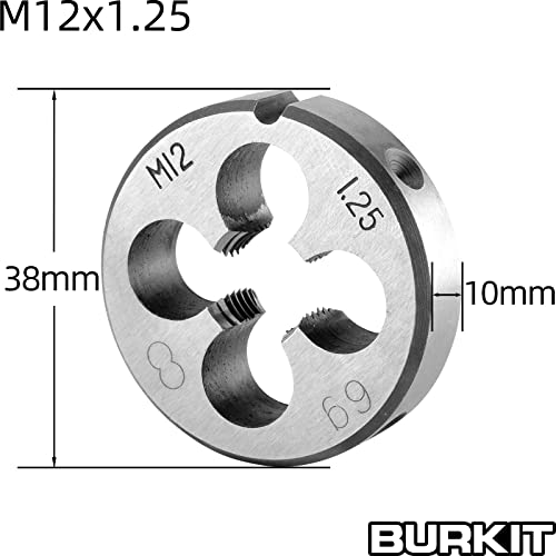 Image of Burkit M12 X 1.25 Tap and Die Set Right Hand | M12x1.25 Machine Thread Tap and Round Die, Used for Cutting or Repairing Threads on Metal.
