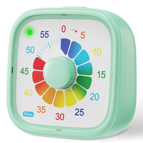 Visual Timer for Kids, Pomodoro Timers for Kids Adults, 60-Minute Countdown Desk Timer for Productivity, Silent ADHD Timer for Kids Toddlers, Cultivate The Sense of Time Get to Know Time