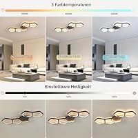 Kuwork LED Deckenleuchte 54W Dimmbar 3000K-6500K, Deckenlampe Modern mit Fernbedienung & App Steuerung, Nachtlicht, Memory Funktion, Schwarz, für Wohnzimmer Schlafzimmer Küche, 81cm – Ansicht 3