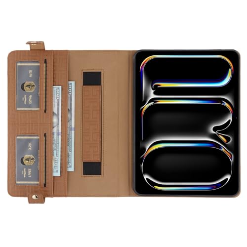 Étui iPad Air 11 2025 antichoc marron, housse folio avec bandoulière