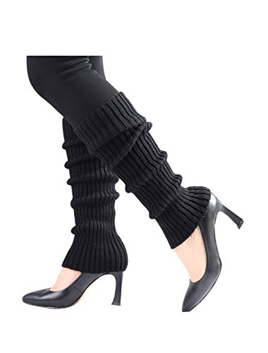 Image of uxcell Women's Knitted Design Solid Warm Thick Knee High Length Ribbed Leg Warmers