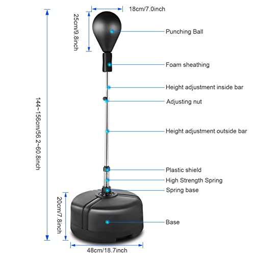 Oppsdecor Reflex Speed Bag Punching Bag Free Standing Boxing Bag With Adjustable Height & Reinforced Spring Strong Durable Relief Stress Ball For Kids Teenagers Adults #TOP3