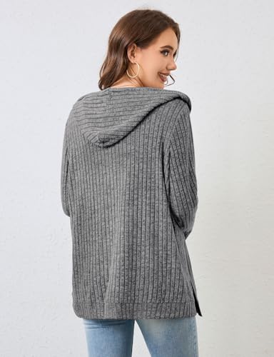Flikity Zip Hoodies for Women UK Women's Cardigans Hooded Sweatshirts Ladies Cardigans Size 16-18 Long Sleeve Tops Lightweight Jackets for Women Work Clothes Grey L - Image 2