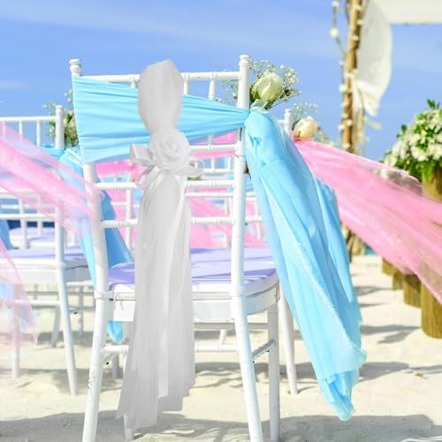 Fleurs pour chaises de mariage blanches Ciieeo décorations d'allée - 7