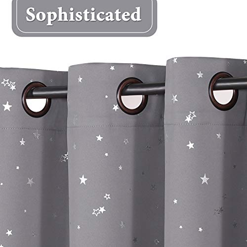 H.Versailtex PART-HPBGRGREYSTAR-5284 Blackout Star Curtains For Kids Room Boys Girls Twinkle Silver Stars Thermal Insulated Cute Thick Soft Curtain Drapes, Grommet Top, 1 Panel thumb #2