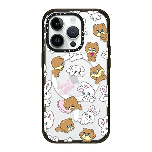 CASETiFY �C���p�N�g iPhone 14 Pro �P�[�X [MIL�K�i���� (4x MIL-STD-810G)/2.5m����̗����������N���A/MagSafe �ɑΉ�] - Bunny-Bear Mix by foxy illustrations 