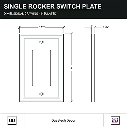 Questech Décor Single Rocker Insulated Light Switch Cover, 1-Gang Electrical Wall Plate, Single Switch Decorator Standard Size Gfci Receptacle Cover, Decorative Cornice Design, White #TOP5