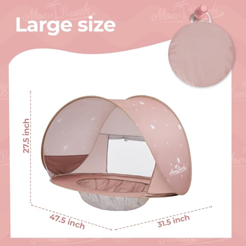 Image of Monobeach Baby Beach Tent with Pool: Brown Stars Pop Up Sun Shade Tent for Toddler, UV Protection Portable Outdoor Shelter, Foldable Camping Canopy for Beach, Backyard & Travel