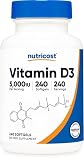 Nutricost Vitamin D3 5,000 IU (125mcg), 240 Softgels - Non-GMO and Gluten Free Vitamin D