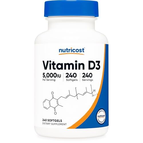 Nutricost Vitamin D3 5,000 IU (125mcg), 240 Softgels, GMO-Free