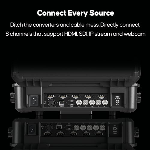 Osee GoStream Duet 8 ISO Kit All in One Pro Live Streaming Multi-Camera Video Switcher ISO Recorder Player Kit 4 HDMI&SDI in USB-C I/O with 14 Inch Monitor Built-in DC-to-Type C Cable NDI/SRT/RTMP