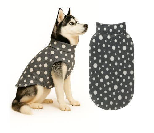 Image of The Pets Company Dog Winter Coat Jacket, Cloth, Windproof, Light Weight, Washable, Ultra Warm Thick Fleece Lined Dog Vest for Cold Weather Protection, (Polka Grey Cherry, Med - Large - 22 Inch)