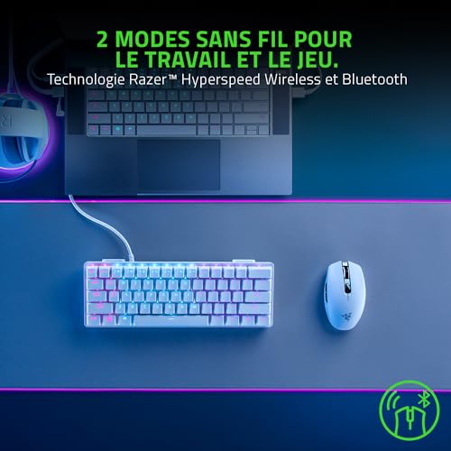 Razer Orochi V2 - Souris Gaming sans Fil avec Jusqu'à 950 Heures d'Autonomie (Design Ultra-léger, sans Fil HyperSpeed & Bluetooth, Interrupteur de Souris Mécanique 2e Gen) Blanc Mercury