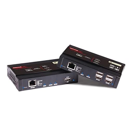 4k HDMI KVM USB Extender,KVM Over IP Support Gigabit POE Network Switch up to 383ft Cat6 to HDMI Receiver,4K@30Hz USB 2.0 Low LANTENCY for EDID JPEG2000 Extender(shuone Transmitter and Receiver)(Grey)
