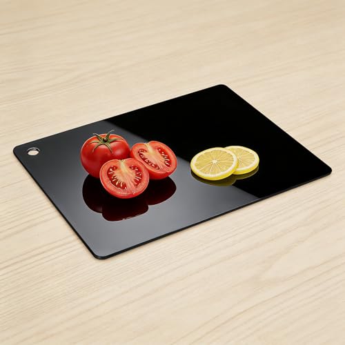 Acrylic Cutting Board for Kitchen, 14x10 Inch Black Cutting Boards with Hanging Hole, Non Slip...