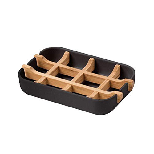 Yunobi Porte-savon - Boîte à savon de douche avec plateau d'égouttement en fibre de bambou, porte-savon pour salle de bain, douche, cuisine, salle de bain Cover