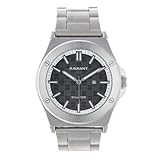 Radiant - Reloj Analógico de Cuarzo para Hombre, Caja Redondo de 42,00 mm Plateado/Gris, Esfera Negro, Brazalete de Acero Plateado/Gris con Cierre Deployant, Pila Incluida, Resistente al Agua 5 ATM