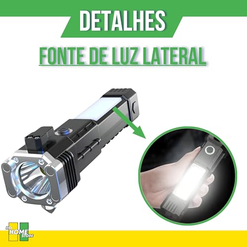 Lanterna Led 4 Em1 Recarrega Celular Martelo Faca Imã 4 Em 1 Ultra Potência