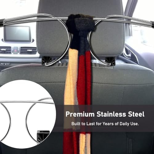 Metal Adjustable Car Coat Hanger, Stainless Steel Seat Hanger Clothes Holder for Suits Shirts Jackets (Black)