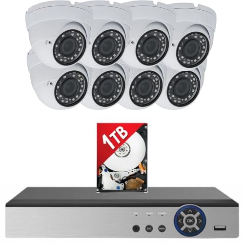Evertech 16 Channel Security Camera System 1TB Storage for continuious Recording 1080p HD Cameras Easy Mobile Monitoring Motion Alert