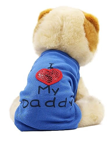 Small Dog Clothes XXS Puppy Dogs Shirt I Love My Mom Mommy Dad Daddy Dog T Shirts for Small Dogs