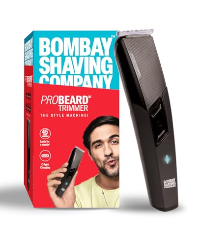 Bombay Shaving Company Pro Beard Trimmer For Men | 6 Beard Trimming Combs, Self-sharpening Stainless Steel Blades, Type C Charging Port | Beard Styling Trimmer | Travel Shaver | Gifts For Men