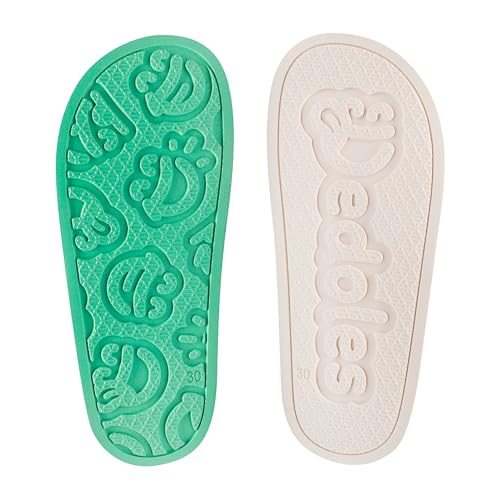 Dedoles Badeschuhe & Hausschuhe Damen Herren & Kinder Badesandalen lustige Designs Bücher Kaffee Party Pizza Fuchs Bär Lama Wolken Geschenk, Farbe: Dino-Skatepark, Gr.: 30 EU 3