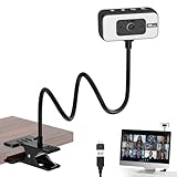 Webcam for PC, 4K Streaming Camera with Light, Web Camera for Desktop/Laptop Computer Webcam with Microphone, Plug and Play USB Web Camera with Bracket, for Live Streaming, Video Calls (Black)