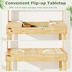 HAPPYGRILL Potting Bench Table, 60” Wood Garden Work Bench Workstation with Storage, Flip-Up Tabletop, Shelves & Hanging Hooks, Outdoor Garden Table for Patio, Lawn & Porch