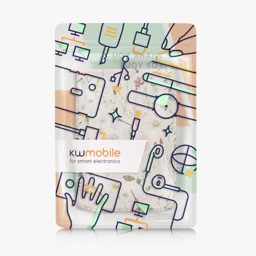 kwmobile Etui na czytnik e-booków kompatybilne z Pocketbook Verse/Verse Lite/Verse Pro/Color/Vivlio Light/Light HD - zamknięcie magnetyczne - etui na czytnik - Daisy paprocie w kolorze białym/żółtym