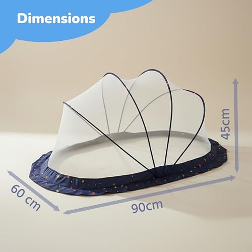 Image of Lifelong Cuppy Baby Mosquito Net for Kids 0-2 Years | Foldable & Bottomless with Soft Breathable Mesh | Lightweight, Portable & Sturdy Umbrella Net for Kids 90x60x45 cm (Blue, LLCMNK02)