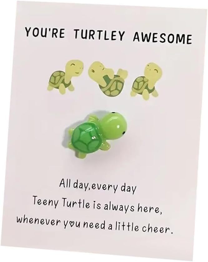 Mini Pocket Hug Turtle, You're Turtley Awesome Inspirational Gift with Card, Thank You Note Cards Greeting Card Mini Sea Turtle Figure Pocket Hug Gift