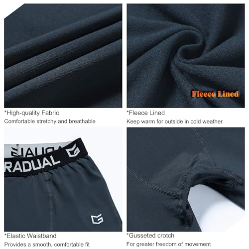 G Gradual Calça de compressão juvenil masculina com camada de base térmica de lã, leggings esportiva