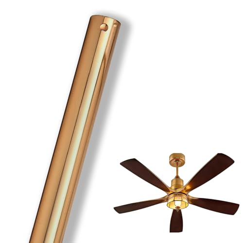 Ruiyang 36 inch Ceiling Fan Downrod with Extension Cord,3 FT Downrod for Ceiling Fan,1 inch Outside Diameter,Ceiling Boom Suitable for a Wide Range of Fans (Gold,Not Threaded)