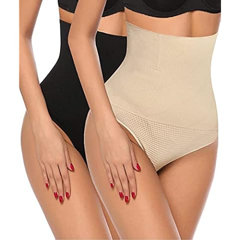NINGMI Women Tummy Control Knickers Thong Shapewear High Waisted Underwear Firm Seamless Pants Body Shaper Cover