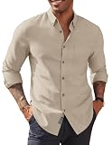 Corte informal. PJ PAUL JONES Camisas Oxford de manga larga con botones y bolsillo para hombre, caqui, M