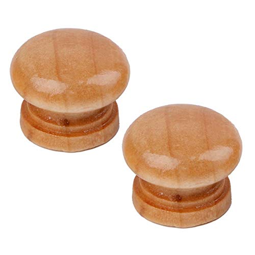 FBSHOP(TM) 2 pomos de madera con forma redonda de 25 mm, tiradores de madera natural para cajón, armario, aparador, tiradores de armario Cover