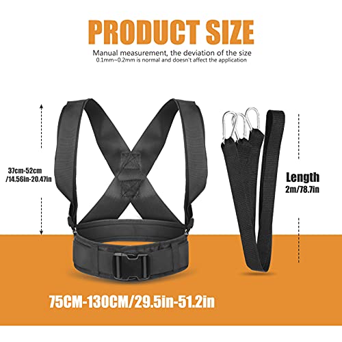 Ynxing Sled Pulling Harness, Tire Pulling Harness With Pull Strap For Resistance Training, Adjustable Padded Shoulder Strap (6.6Ft) #TOP2