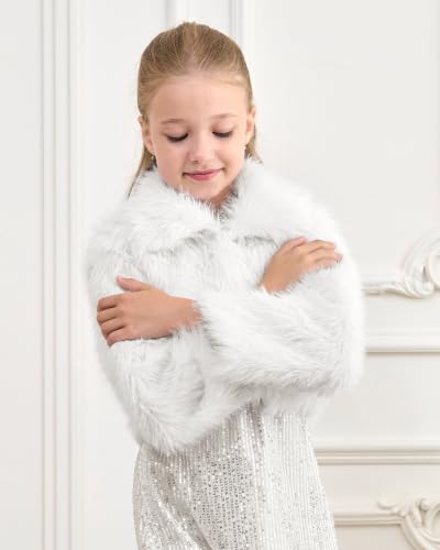 Image of BOLEROSE Girls Collared Faux Fur Bolero Jacket