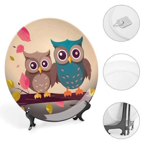 Plato decorativo Cute Owls de porcelana fina 6 pulgadas miniatura 4