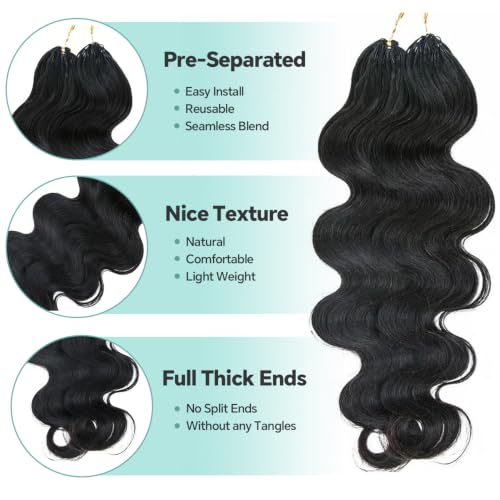 YWIGS Pre-Separated Human Crochet Hair for Miracle Knots Braids 100% Human Hair Body Wave Knotless Crochet Human Hair Extensions 100 Strands NC 20" — view 2