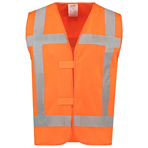 Tricorp 453015 Safety RWS Warnweste, 100% Polyester, 120g/m², Fluororange, Größe XS-S