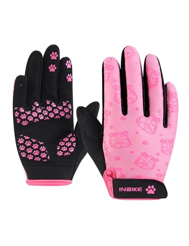INBIKE Cycling Gloves for Kids Anti-Slip Padded Bicycle Gloves for Boy Girl Age 5-12 Full Finger Gloves for Motorcycle Dirt Bike MTB